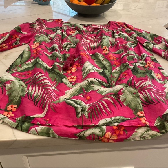 Tommy Bahama Beau Jardin Silk Blend Tassel Blouse Sz XS - Picture 5 of 11